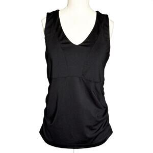 Athleta Empire Black V-Neck Workout Tank Top 38C Built-in Support 736639